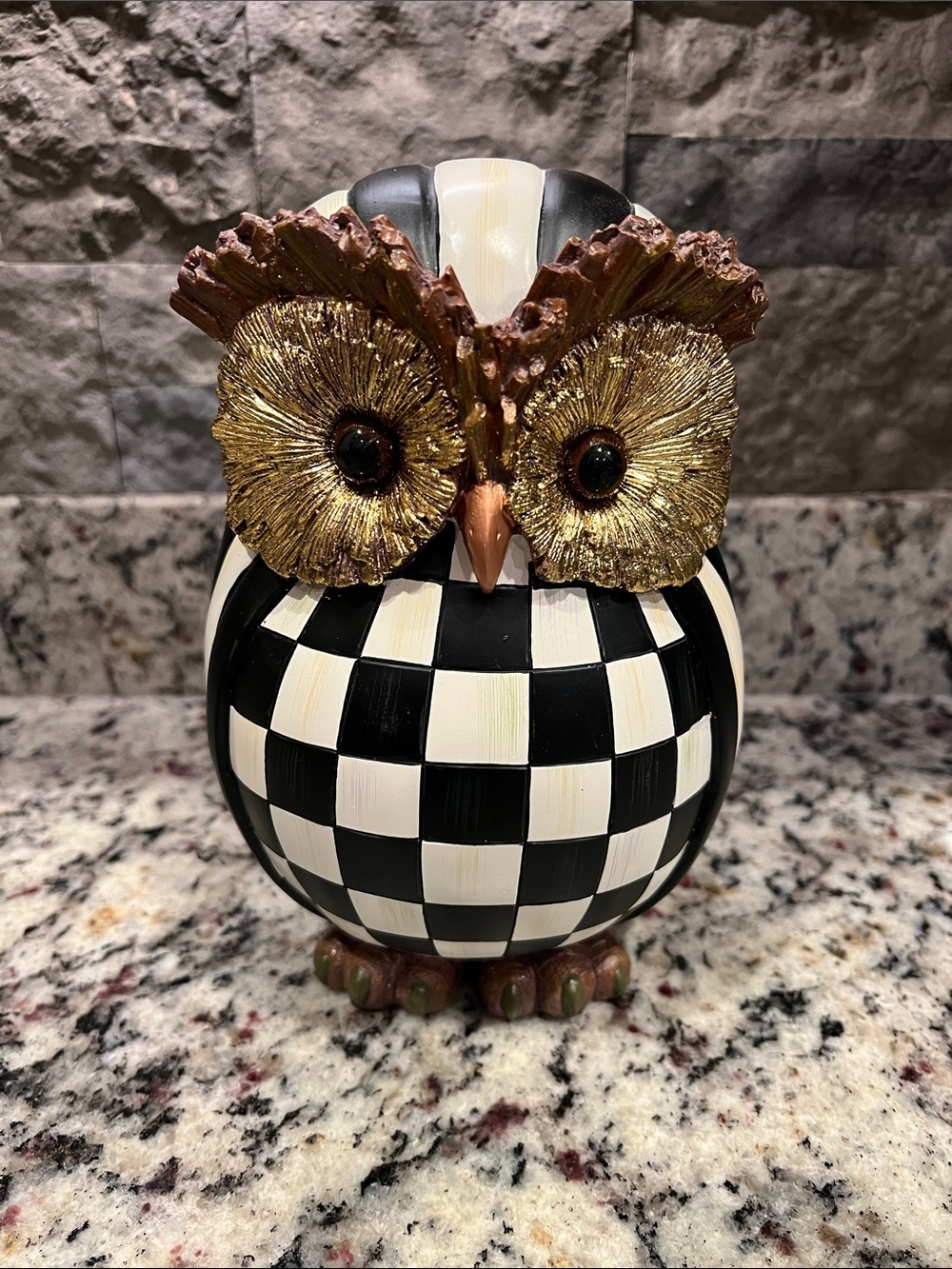Mackenzie-Childs Courtly Check Owl. Like new without original box.